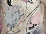 an image of a painting of a woman with a skull and a heart