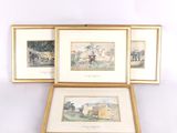 trois reproductions encadrées représentant une scène de campagne avec une maison en arrière-plan