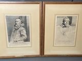 two framed prints of a man and a woman