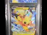 La carte Pokémon est présentée dans un étui en plastique transparent.