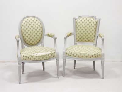 pair of louis xvi style painted armchairs