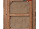 an image of a painting of a wooden frame with a red and green marker