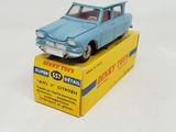 a blue toy car sitting on top of a yellow box