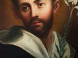 a painting of a man with a flower in his hand