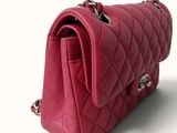 chanel red quilted lambskin mini flap bag with silver hardware