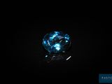 un gros plan d'un diamant bleu sur fond noir