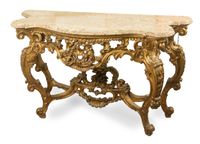 Paire de consoles en bois sculpté et doré, Gênes, style Loui… (photo 3)