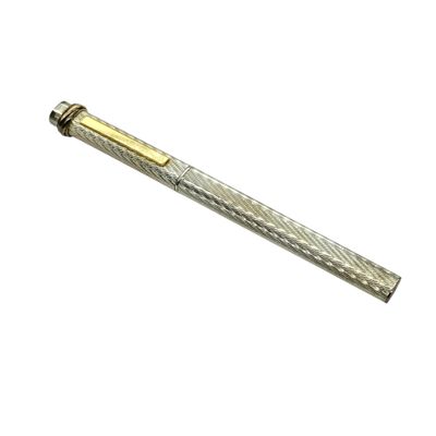 a close up of a pen on a white background