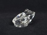 figurine de grenouille en verre transparent sur fond noir