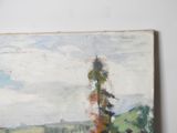 a painting on the wall of a room with a painting on the wall