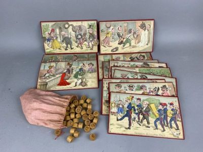 plusieurs cartes sur lesquelles figurent des personnes assises à côté d'un sac