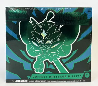 La boîte du jeu de cartes présente un motif vert et noir.