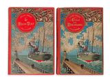 une paire de deux livres sur lesquels figurent des illustrations de bateaux sur fond blanc