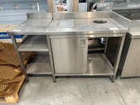 Meuble inox avec vide déchets, dimensions : 148x71x100 cm, e… (photo 2)