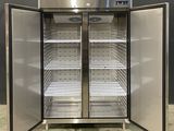 stainless steel double door freezer with glass doors and shelves