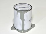 a can of paint that has a picture of two people on it