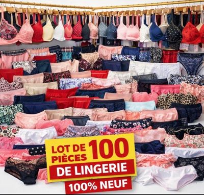 lot de 100 pieces de lingerrie 100 % neuf