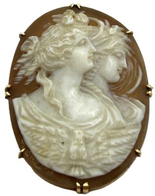 an image of a woman ' s face is shown in a carved shell