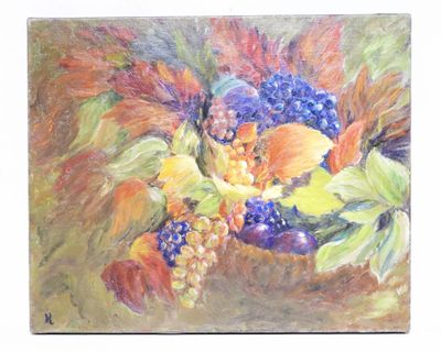 École du XXe siècle. Nature morte à la corbeille de fruits. - Photo 1