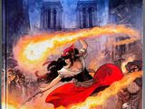 the cover of a comic book with a picture of a woman flying through the air