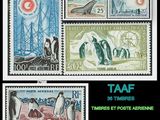 quatre timbres différents représentant divers animaux sur fond noir