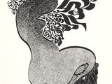 an image of a black and white drawing of a woman with a crown on her head