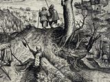 a drawing of a man and a woman in the woods