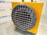a yellow heater sitting on top of a table