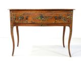 an image of a small wooden table with a drawer on top of it