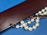 leather belt with pearls on it and a brown leather strap