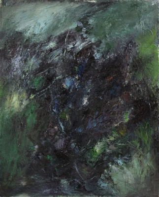 an image of a painting of a tree in a field