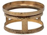 a close up of a gold ring on a white background