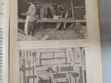 two pages of a book with a picture of a man and a woman working in a workshop