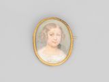 un portrait miniature représentant une femme en robe blanche