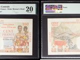 deux billets de banque sur lesquels figurent les portraits d'un homme et d'une femme