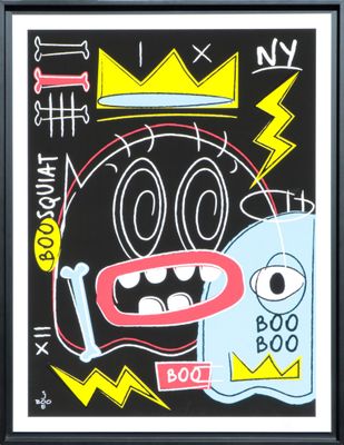 an image of a picture of a painting of a monster and a boo