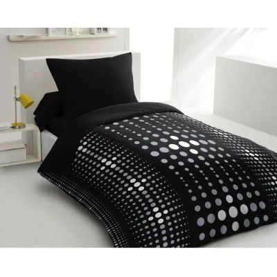 ensemble de couette à pois noirs et blancs