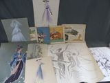 beaucoup de dessins et d'images sur la table