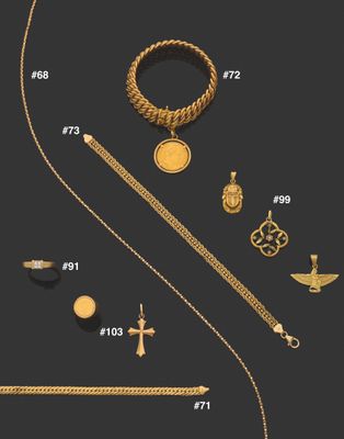 Bague en or jaune 750‰, ornée au centre de quatre diamants p… - Photo 1