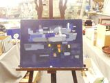 une image d'un tableau sur un chevalet dans une pièce