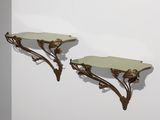 paire d'appliques murales en laiton et en verre, ornées de fleurs et de feuilles