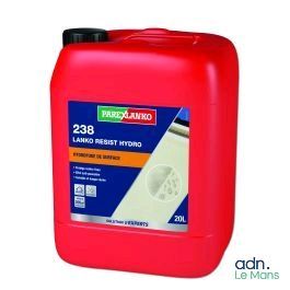 a red plastic container with a white label on it
