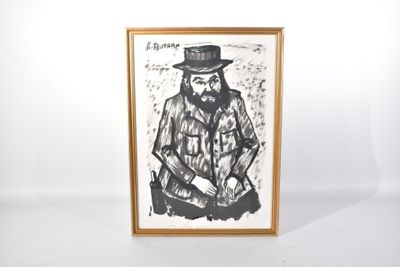 une image représentant le dessin d'un homme portant un chapeau et une barbe