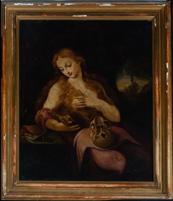 an oil painting of a woman holding a cat in her lap