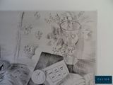 a drawing of a drawing of a vase with flowers on it