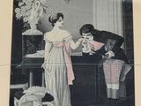 an old picture of a man and a woman in a living room