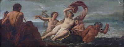 painting of a group of naked men in a body of water