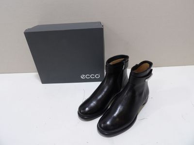 ECCO - Taille 38 - Boots en cuir lisse noir - Neuf ave boîte