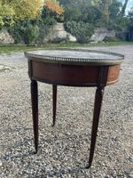 Table bouillotte en acajou et placage d'acajou, dessus de ma… (photo 2)