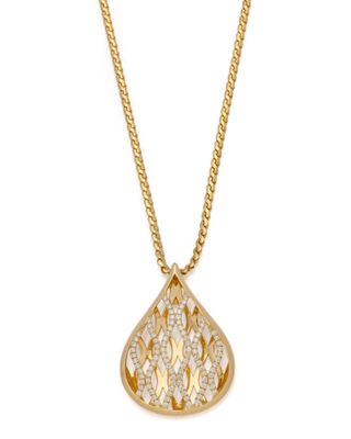 un collier en or avec un pendentif en forme de larme serti d'un diamant, monté sur une chaîne